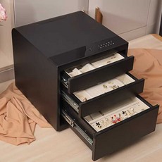 금고 지문인식 서랍형 귀중품 보관 비밀번호 보안 금고 사무실, 3단 비번+지문/블랙+화이트