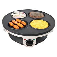 달걀 에그팬 업소용 원형 후라이 계란 햄버거 팬 전기 메이커 식당 단면 후라이팬 계란팬, 4구 계란 프라이어 계란 집게 포함