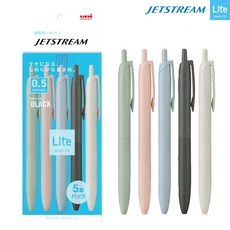 유니 제트스트림 라이트 터치 잉크 볼펜 SXN-LS-05/07, 1세트, 0.5mm 검정잉크5종