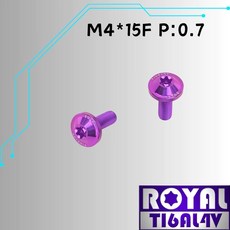 ROYAL 鈦合金螺絲 M4*15F P:0.7 飛碟頭螺絲 皇家紫, 1個
