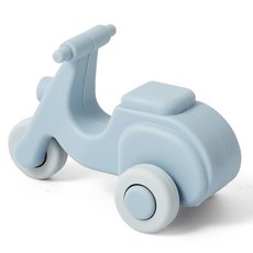新生寶寶早教益智多功能玩具硅膠小車飛機形狀牙膠兒童磨牙小推車, 1個, 硅膠摩托車 藍色:1