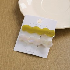 Dulraxin 헤어핀 앞머리 2세트 레ディース 어른스러운 귀여움 머리 고정용 머리 장식 마블 웨이브 윤기 겹쳐 바르기 대형 헤어클립 헤어액세서리 클립 (2개 세트-C)