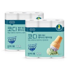 코디 행주 대신 빨아쓰는 행주타월 60매 3롤 2팩, 60