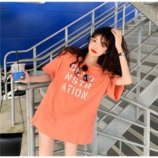 韓版寬鬆圓領短袖T恤 - 日系落肩大碼上衣