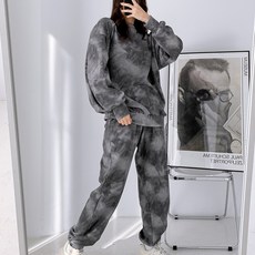 Mint Winnie 女款凸紋印花切口運動衫套裝上下套裝兩件套家居服運動衫套裝運動裝顏料