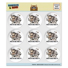 Where The Wild Things are 3월 퍼피 버 Where The Wild Things are March Puffy Bubble Dome Scrapbooking Cra, 1.5 Inch Stickers, 미정