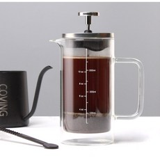 이중 글라스 프렌치프레스 400ml 핸드드립세트 내열 유리 커피프레스기 커피여과기, 1개, 투명
