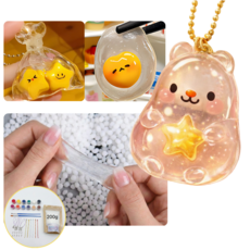 KC인증 미미무 집콕놀이 물라스틱 젤리플라 DIY 키링 만들기 키트, 1개, 퓨어화이트 200g+미니 아크릴 물감 12색