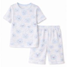 행복한쇼핑몰 남아용 무형광 린넨 쿨드라이 스마일블루 상하의 반팔 세트