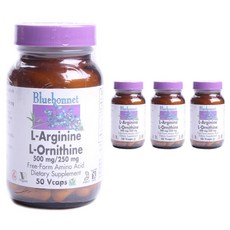 Bluebonnet 左旋精胺酸 500mg&左旋鳥胺酸 250mg植物膠囊, 50顆, 4罐