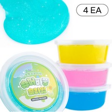 슈퍼바풍슬라임 잘늘어나는 잘안터지는 액체괴물, 1세트, 1980g, 민트1P+분홍1P+노랑1P+파랑1P