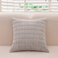 聖誕抱枕燈芯絨靠墊套提花沙發大胖條枕套40x40cm現代簡約風格, MS-海鹽灰