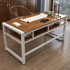 서예 테이블 붓 취미 100x60x80cm 가정용 거실 동양화 예술, C. 골든 오크 + 화이트 다리 브러쉬 홀더 포함