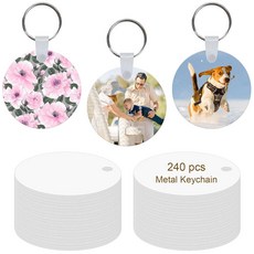 240피스 금속 승화 키체인 블랭크 벌크 승화 장식 블랭크 양면 승화 블랭크 키체인, 승화 키체인 라운드 80개