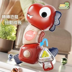 可愛恐龍音樂搖鈴玩具 嬰兒可啃咬發光發聲早教益智, 紅色, 1個