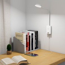 터치 디머블 LED 침상 벽걸이 독서등 침실용 야간 스탠드 밝기 레벨 4개 3가지 색상 온도 조정 광각 조명 5V2A USB 출력 포트 포함 무타공 벽조명, 흰색