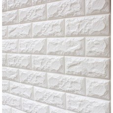 3D立體磚紋壁貼 SGS認證 XPE環保材質 自黏防撞牆貼 70x77CM 白色, 1個, 加厚款白色8mm【超取上限5片】