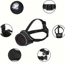 黑/紅武士狗狗嘴套 反光柔軟尼龍嘴套 帶加固帶透氣網眼可調節環寵, 1個, 反光黑色2:M