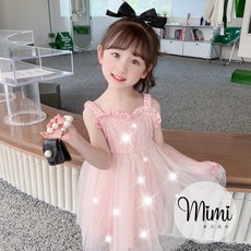 Mimi 女童公主閃亮網紗無袖連身洋裝