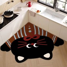 다용도 흡수흡유 미끄럼방지 매트 주방 매트 펫 매트, 까만 고양이