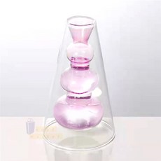 부루샵 꽃병 이중 유리화병 핑크 꽃꽂이화병