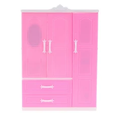 1Pcs ABS 세 개의 문이 있는 핑크색 현대식 옷장 1/12 1/6 인형집 미니어처 인형 가구 의류 액세서리 장난, 01 A2