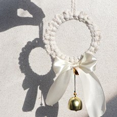 쪼만한마을 마크라메 도어벨 키트 현관종 문종 diy 도어벨만들기 매듭 공예 드림캐쳐 모빌 만들기 키트, 베이지