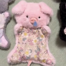 超萌自制娃娃安撫豆袋玩偶手工diy小豬小鼠治癒安撫手帕娃娃禮物, 1個, 安撫娃娃-小粉豬:手工diy材料包