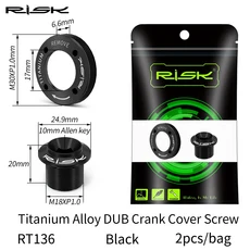 RISK 티타늄 합금 자전거 DUB 크랭크 커버 스크류 크랭크 암 캡 크랭크셋 볼트 및 도구 로드 MTB 산악 자, 01 Black