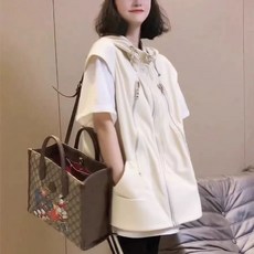봄여름 여성용 집업 자켓 후드 민소매 아웃도어 바람막이 조끼 경량 오버핏