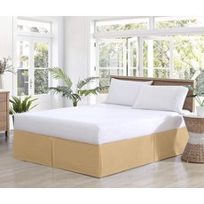 침대보 퀸 사이즈 - 100% 천연 면 800TC 스플릿 코너 화이트 퀸 베드 스커트 45.7cm(18인치) 드롭 - 중앙 및 코너 플리츠 (화이트 퀸 45.7cm(18인치), King 76x80 - 18 Inch Drop, Taupe