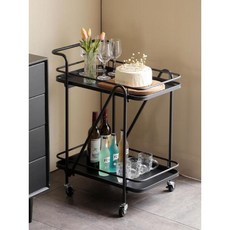 이동식 가정용서빙카트 트롤리 트레이 주방카트 우드 웨건, 2. 블랙(80x60x40cm)