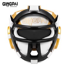 GINGPAI 징파이 징파이 마스크형 복싱 헤드가드 무에타이 샌다 실전 전밀폐 보호헬멧, 1개, MASK-화이트&골드