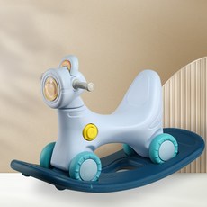 摩托車搖搖馬二合一玩具，可搖可滑, 藍色, 1個