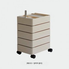 모던 미니멀 원목 침대협탁 2단 3단 수납 거실 사이드 테이블 스마트 usb led 조명 협탁, 1개, 5층 베이지