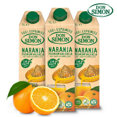 돈시몬 100% 착즙 오렌지 주스, 1L, 3개