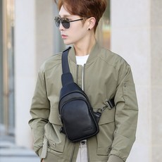 Damandsom 皮革時尚斜背包斜背包胸包男女上班族皮革旅行旅行用包包郵差包色登山包手機收納包 40代50代60代, 黑色