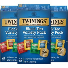 트와이닝 Twinings 홍차 버라이어티 3팩 얼 그레이 티 잉글리시 브렉퍼스트 아이리쉬 레이디 티백 개별 포장 20개 306380, 트와이닝 Twinings 홍차 버라이어티 3팩, 얼 그