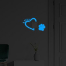 嗨購YG3535愛心腳印夜光貼紙，臥室客廳開關裝飾，熒光貼畫，跨境佈置, YG3535-藍光愛心腳印