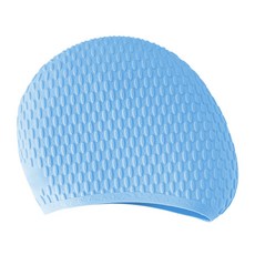 【麗佳】硅膠泳帽 純色防水潛水帽 加大款不勒頭 80克水滴帽 游泳裝備, 80g水滴帽淺藍色, 1個