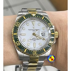 Valentino Coupeau 太陽能高精密陶瓷外框100M潛水錶 藍寶石水晶鏡面 綠框白面