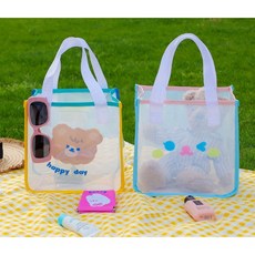 귀여운 수영가방 물놀이가방 반투명 PVC투명백, 찡끗