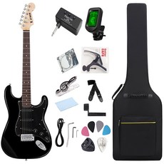 케이투엠 입문용 일렉 기타 + 미니 헤드폰 앰프 풀세트, 1개, 올블랙, 6EGT002