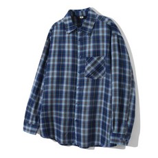 트릴리온 TRILLION 원 포켓 플란넬 오버핏 체크 셔츠 (BLUE) TRFSH12BL 120101