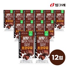 빙그레 설탕이 들어가지 않은 초코우유 190ml 12팩, 12개