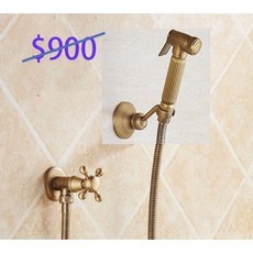 廁所復古全銅噴水槍 - 按壓式婦洗器沖洗器 (黑色/金色/古銅色 壁掛式 台中現貨), 1個, 古銅色 單出三角閥