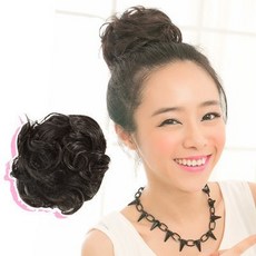 道姑捲髮【DH50】髮量多QQ捲鳥巢式髮包, 1個, 自然黑