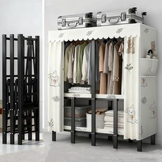 [시스슈] 조립없는접이식 철제 옷장 드레스룸 시스템 행거, 곰토끼