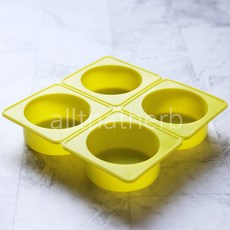 올댓허브 원형 민무늬 4구 비누몰드 100g 석고 캔들몰드, 1개, 노랑색
