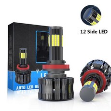자동차헤드라이트 캔버스 12 측면 자동차 전구 안개등 램프 3D 360 H7 28000LM 100W H11 H4 H1 9005, H9 - 12 Side, 6000 천개 차가운 흰색, 1개